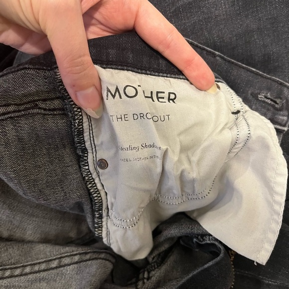 MOTHER The Dropout High Rise Distressed Straight Leg Boyfriend Black Jeans 26 - Picture 8 of 9
